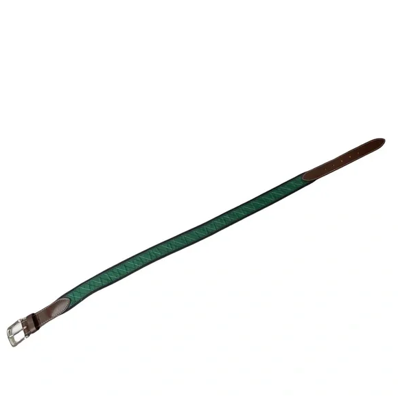 Vineyard Vines Belt Green Navy Blue Stripe Whale Emblem Preppy Academia Size 32 - Picture 9 of 9